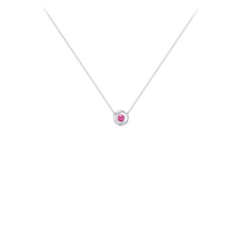 Solitaire 2mm Round Gemstone Pendant – Sterling Silver with Ruby