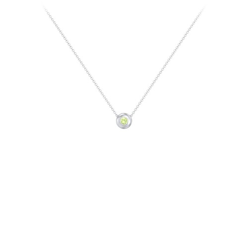 Solitaire 2mm Round Gemstone Pendant – Sterling Silver with Peridot