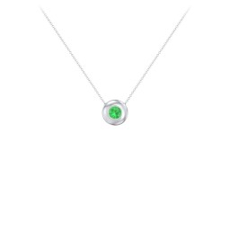 Solitaire 4mm Round Gemstone Pendant in 925 Sterling Silver with Emerald