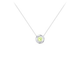 Solitaire 4mm Round Gemstone Pendant in 925 Sterling Silver with Peridot