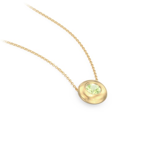 Solitaire 4mm Round Gemstone Pendant – 9kt Yellow Gold with Peridot