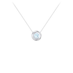 Solitaire 5mm Round Gemstone Pendant in 925 Sterling Silver with Aquamarine