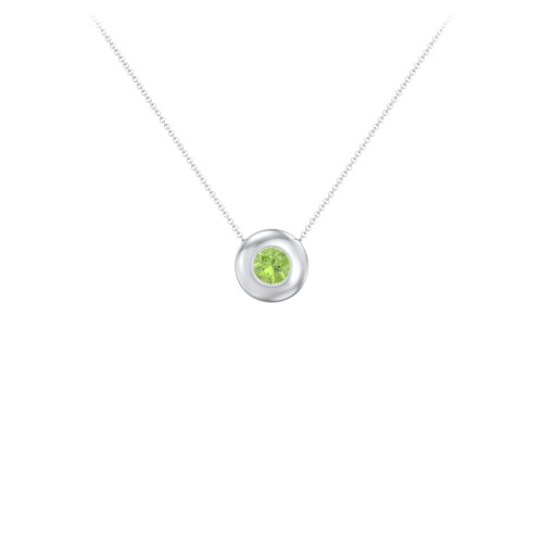 Solitaire 5mm Round Gemstone Pendant – Sterling Silver with Peridot