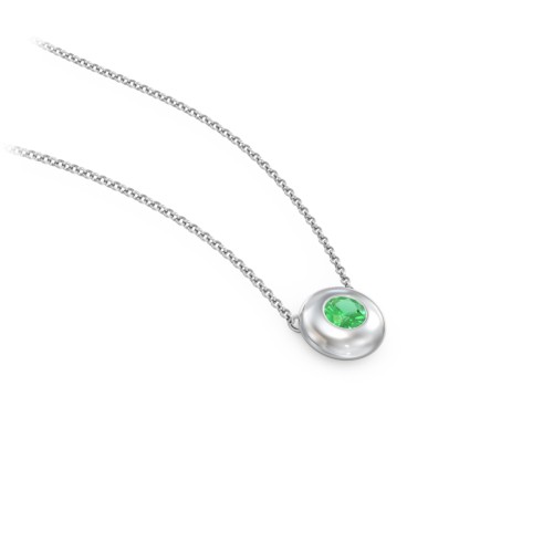 Solitaire 3mm Round Gemstone Pendant – Sterling Silver with Emerald