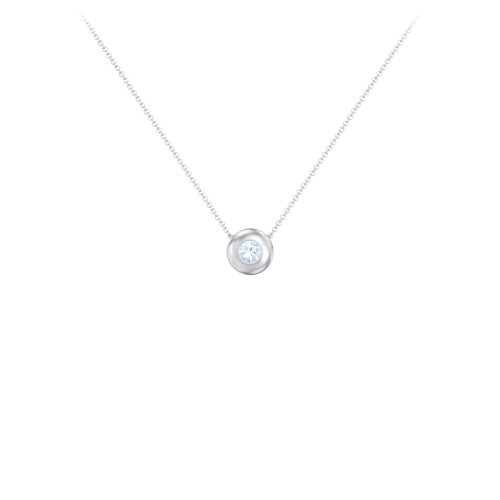 Solitaire 3mm Round Gemstone Pendant – Sterling Silver with Aquamarine