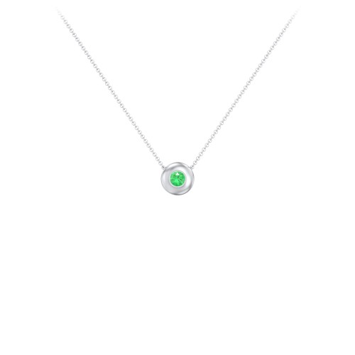 Solitaire 3mm Round Gemstone Pendant – Sterling Silver with Emerald