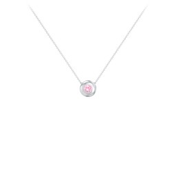 Solitaire 3mm Round Gemstone Pendant in 925 Sterling Silver with Pink Tourmaline