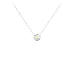 Solitaire 3mm Round Gemstone Pendant in 925 Sterling Silver with Peridot
