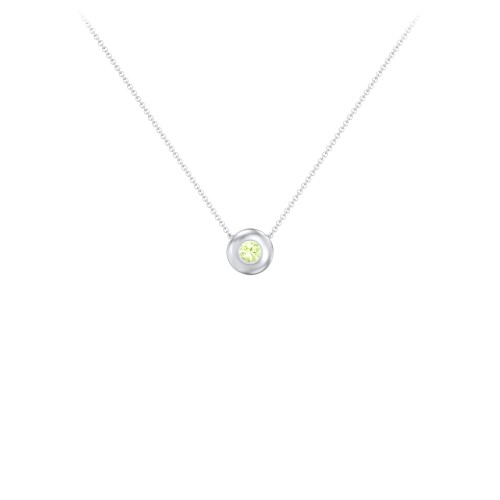 Solitaire 3mm Round Gemstone Pendant – Sterling Silver with Peridot