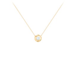 Solitaire 3mm Round Gemstone Pendant in 9K Solid Yellow Gold with Aquamarine