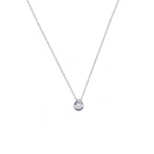 Teardrop Pendant with Gemstone – Sterling Silver with Cubic Zirconia