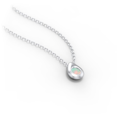 Teardrop Pendant with Gemstone – Sterling Silver with Opal