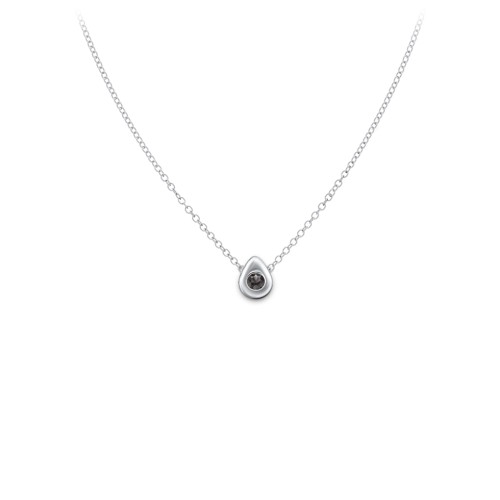 Teardrop Pendant with Gemstone – Sterling Silver with Smokey Quartz