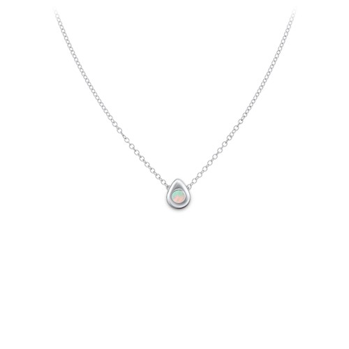 Teardrop Pendant with Gemstone – Sterling Silver with Opal