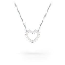Dual Birthstone Heart Pendant in 925 Sterling Silver with Opal