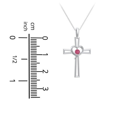 Cross and Heart Pendant with Birthstone