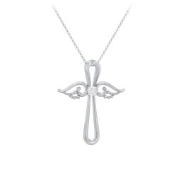 Angel Cross Pendant with Birthstone
