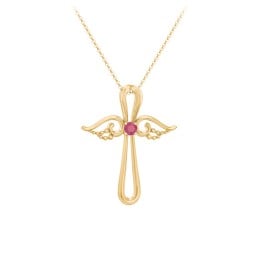 Angel Cross Pendant with Birthstone