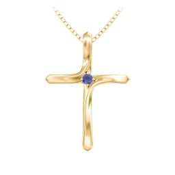 Twisted Cross Pendant with Birthstone