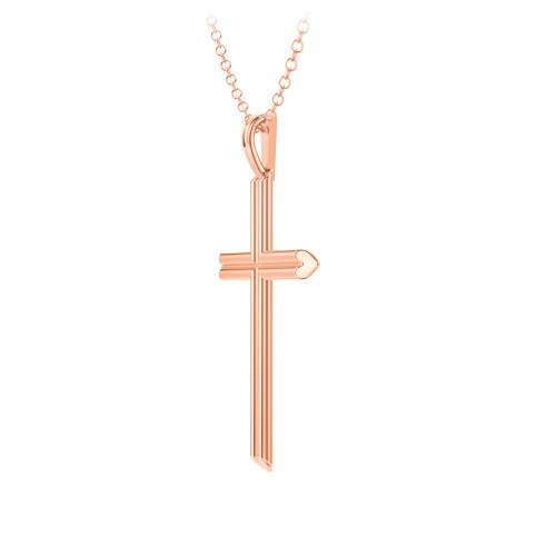 Cross Pendant with Heart Bars – 9kt Rose Gold