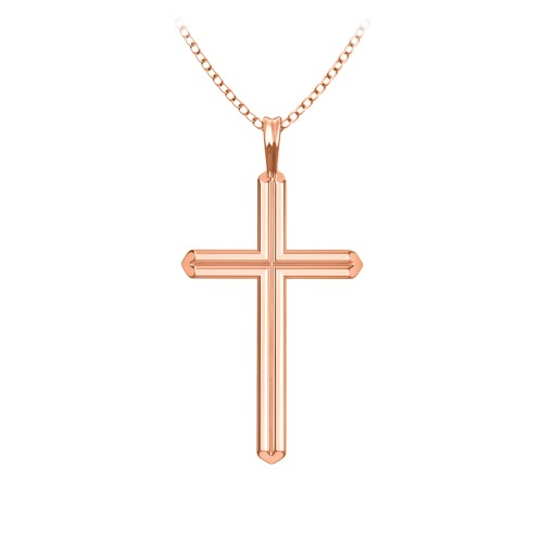 Cross Pendant with Heart Bars – 9kt Rose Gold