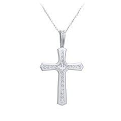 Engravable Cross Pendant with Dove Symbol