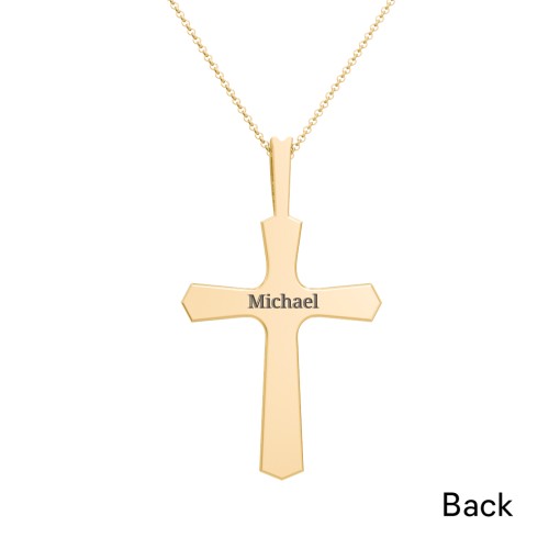 Engravable Cross Pendant with Dove Symbol – 9kt Yellow Gold