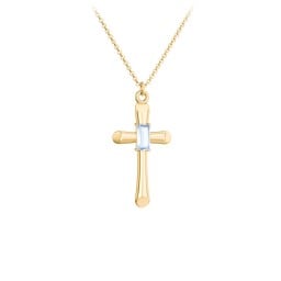 Mini Cross with Baguette Birthstone