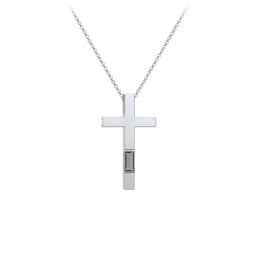 Modern Cross with Baguette Birthstone