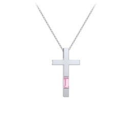 Modern Cross with Baguette Birthstone