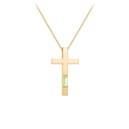 Modern Cross with Baguette Birthstone
