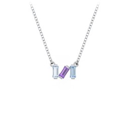 Baguette Scatter Necklace in 925 Sterling Silver with Aquamarine, Amethyst, Blue Topaz, Pink Tourmaline, Ruby, Citrine, and Emerald