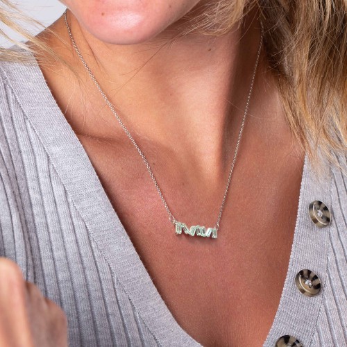 Baguette Scatter Necklace – Sterling Silver with Blue Sapphire and Garnet