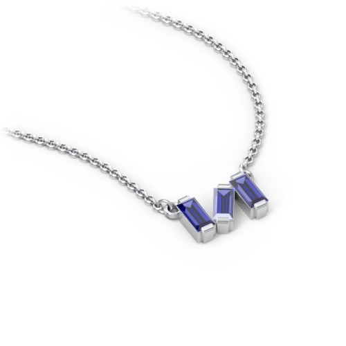 Baguette Scatter Necklace – Sterling Silver with Blue Sapphire
