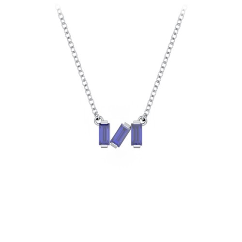 Baguette Scatter Necklace – Sterling Silver with Blue Sapphire