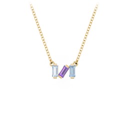 Baguette Scatter Necklace in 9K Solid Yellow Gold with Aquamarine, Amethyst, Blue Topaz, Pink Tourmaline, Ruby, Citrine, and Emerald