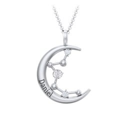 Moon and Constellation Gemstone Pendant