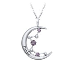 Moon and Constellation Gemstone Pendant