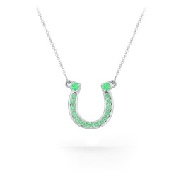 Horseshoe Pendant with Gemstones in 925 Sterling Silver with Emerald and Green Premium Zirconia