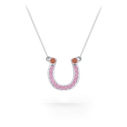 Horseshoe Pendant with Gemstones in 925 Sterling Silver with Garnet and Red Premium Zirconia