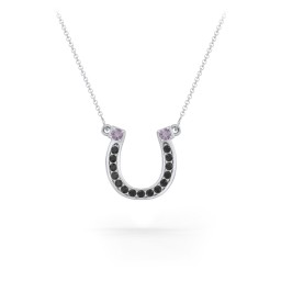 Horseshoe Pendant with Gemstones in 925 Sterling Silver with Alexandrite and Black Premium Zirconia