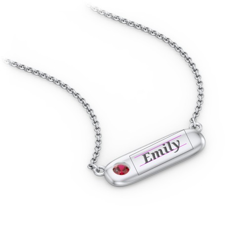 Mini Capsule Pendant with Birthstone