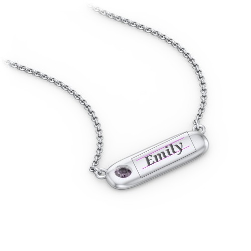 Mini Capsule Pendant with Birthstone