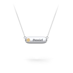 Mini Capsule Pendant with Birthstone in 925 Sterling Silver with Citrine