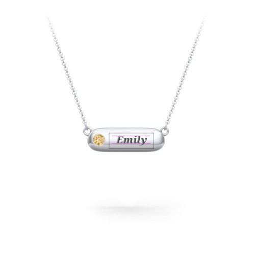 Mini Capsule Pendant with Birthstone – Sterling Silver with Citrine