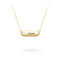 Mini Capsule Pendant with Birthstone in 9K Solid Yellow Gold with Cubic Zirconia