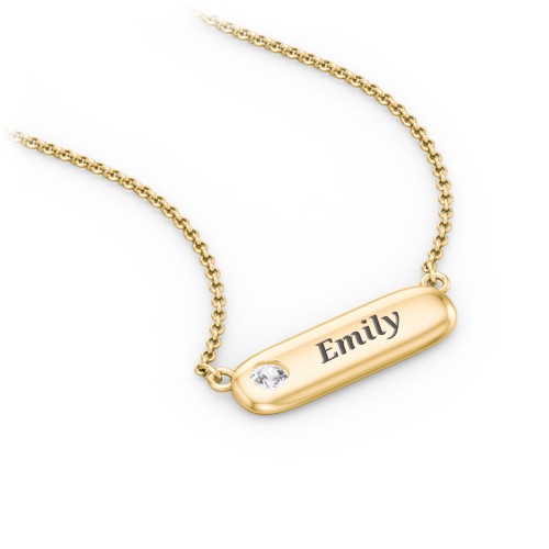 Mini Capsule Pendant with Birthstone – 9kt Yellow Gold with Cubic Zirconia