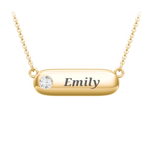 Mini Capsule Pendant with Birthstone – 9kt Yellow Gold with Cubic Zirconia