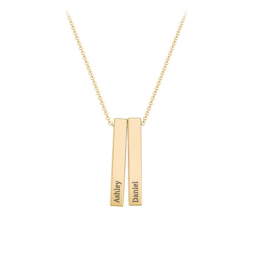 Multi Vertical 3D Bar Pendant with Engravings – 9kt Yellow Gold