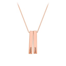 Multi Vertical 3D Bar Pendant with Engravings in 9K Solid Rose Gold